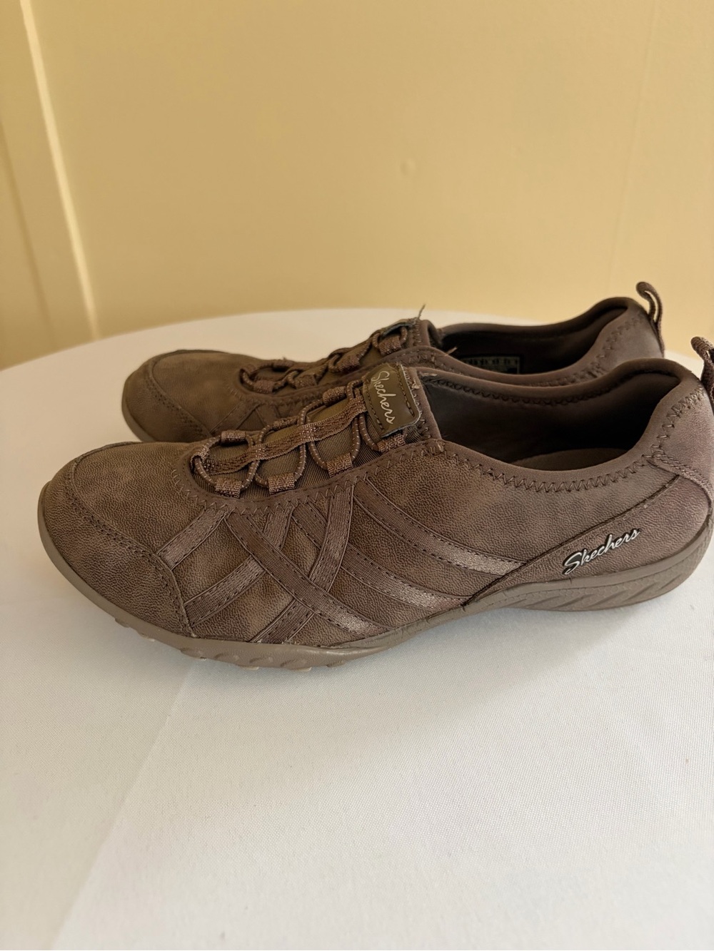 Skechers Women’s Brown Lace-Style Slip-On Athletic Shoes